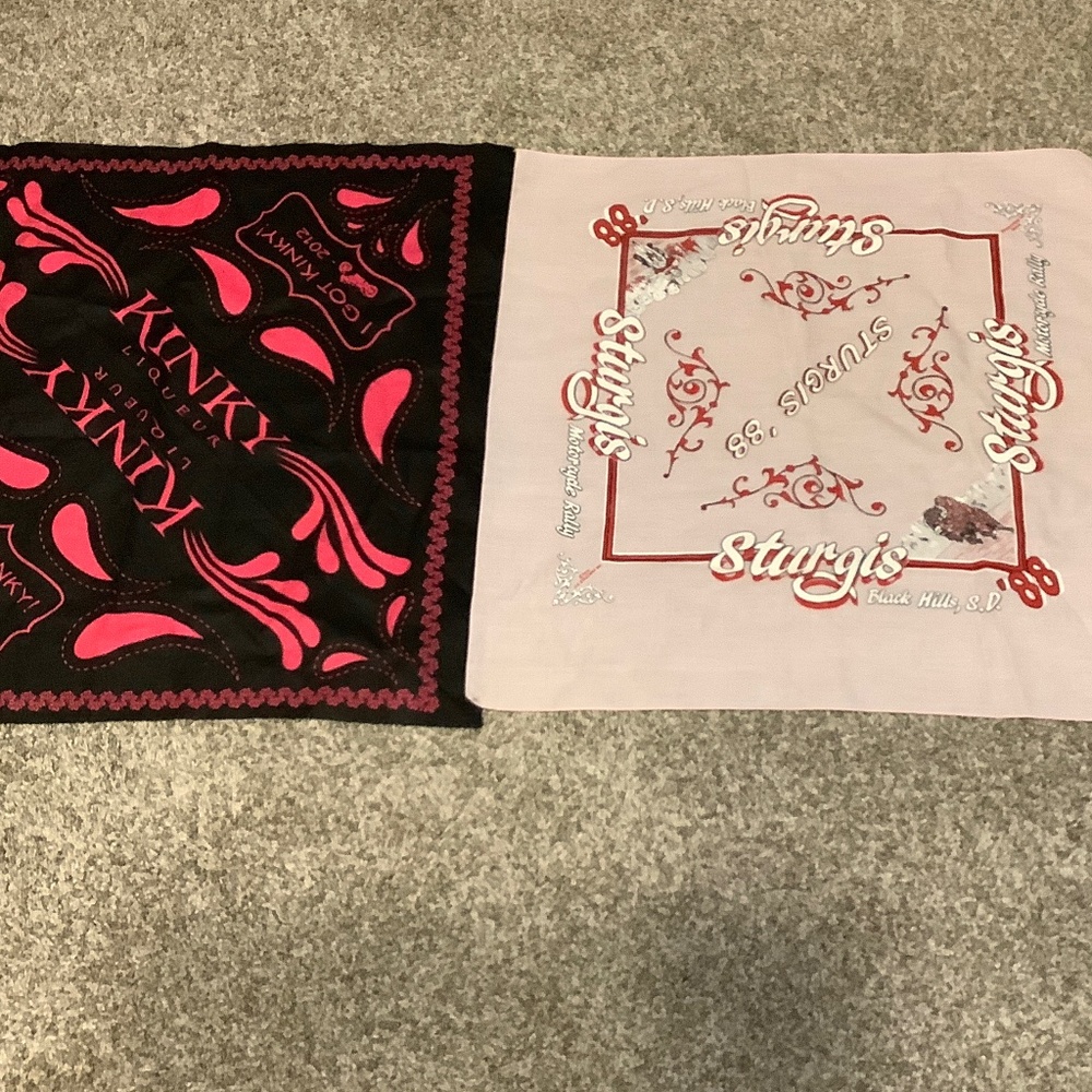 Two hankerchiefs/head wrap-one vintage Sturgis Motorcycle Rally ‘88
